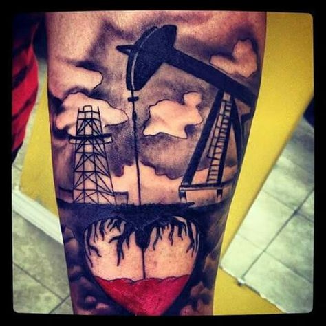 Oil Field Tattoos, Oilfield Tattoos, Oil Tattoo, Justin Tattoo, Heart With Wings Tattoo, Mom Heart Tattoo, Love Heart Tattoo, Soul Tattoo, Hiking Tattoo