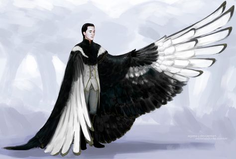 Feather Cloak Fantasy Art, Feather Cloak, Wing Cape, Human Wings, Winged People, Feather Coat, Angel Man, Sky Artwork, Bird Wings