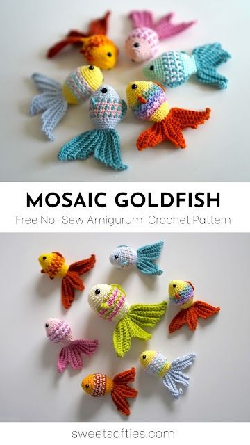 Mosaic Goldfish · Free Amigurumi Crochet Pattern - Sweet Softies Goldfish Crochet, Crochet Basket Tutorial, Crochet Bird Patterns, Basket Tutorial, Crochet Toys Free Patterns, Crochet Fish, Crochet Toys Free, Crochet Keychain Pattern, Crochet Birds