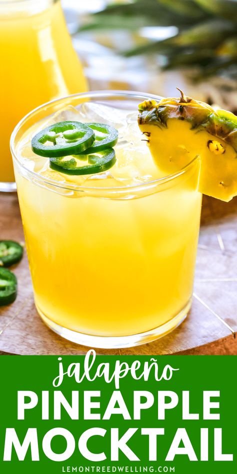 Flaming Pineapple Mocktail, Pineapple Mocktail Non Alcoholic, Pineapple Drinks Nonalcoholic, Pineapple Mock, Jalapeno Mocktail, Drinks For A Crowd Nonalcoholic, Mock Pineapple, Mocktail Aesthetic, Pineapple Mocktails