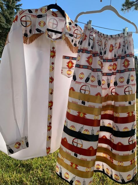 Matching Ribbon Skirt And Shirt, Black Ribbon Skirts Native American, Native Ribbon Skirt Ideas, Ribbon Pants Native American, Ribbon Skirt Outfit, Ribbon Skirts Native American, Native American Ribbon Skirts, Native Ribbon Skirt, Ribbon Skirt Ideas