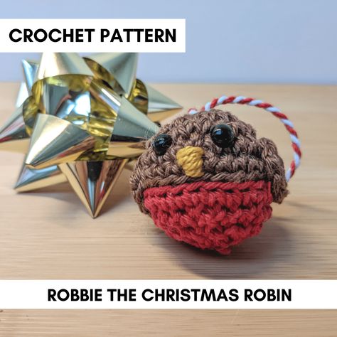 Robbie the Christmas robin mini bauble - But First We Crochet Crochet Robin, Christmas Robin, Unique Tools, Crochet Stitches Free, Mini Crochet, Crochet Ornaments, Crochet Pumpkin, Red Yarn, Crochet Home Decor