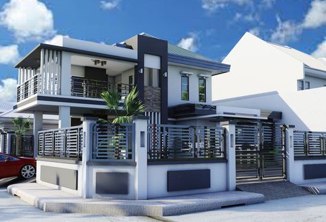 2 Story House Collection | Pinoy ePlans Mailbox Design Ideas, Bench Design Outdoor, Wall Design Outdoor, Modern House Philippines, 2 Story House Design, Indian House Exterior Design, Apartemen Studio, 2 Story House, Philippines House Design