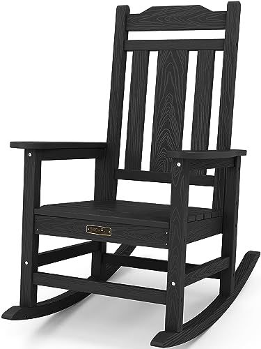 All Weather Patio, Front Porch Rocking Chairs, Outdoor Rocking Chair, Rocking Chair Porch, Black Patio, Porch Rocker, Wood Rocking Chair, Patio Rocking Chairs, Outdoor Living Patio