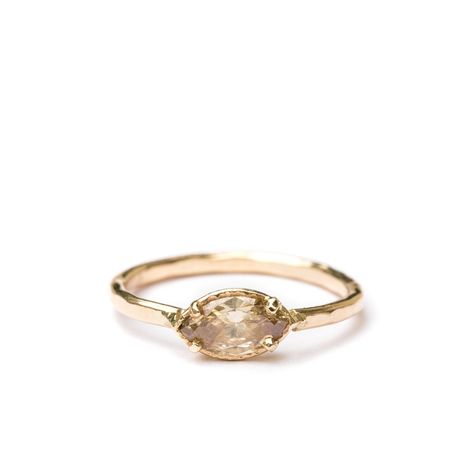 Hammered Band Engagement Ring, Easy West Engagement Ring, Quince Accessories, Rare Engagement Rings, East West Engagement Ring, Champagne Diamond Engagement Ring, Organic Engagement Rings, Hammered Wedding Bands, Marquise Diamond Engagement Ring