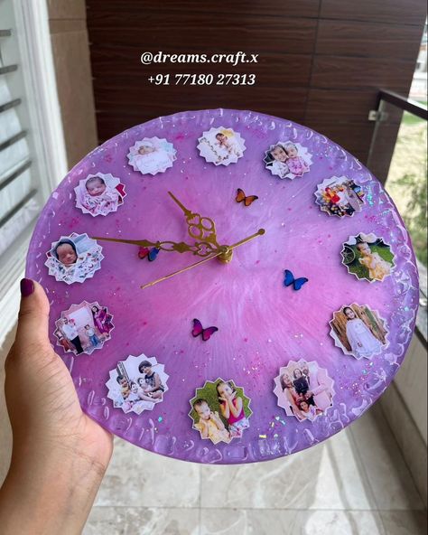 Personalised Resin clock 🦋✨️ 10 inches 12 inches 14 Inches Resin clock Can be customised in any theme #babyresinclock #resinclock #babyclock #roomdecor #babyroomdecor #resincouplegift #babyshowergift Resin Clock, Baby Room Decor, Resin Diy, Couple Gifts, Baby Shower Gifts, Clock, Room Decor, Canning, 10 Things