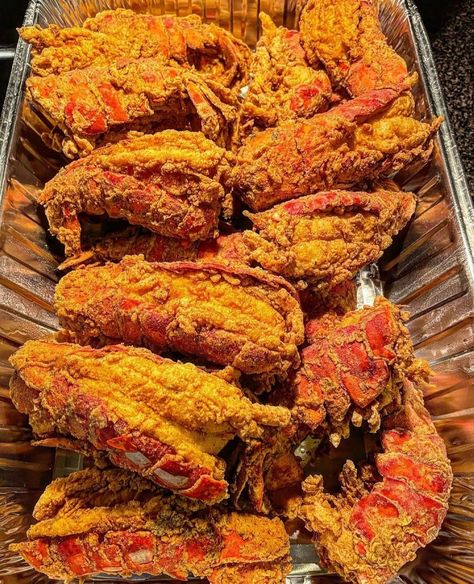 Soul Food Catering, Fried Lobster Tail, Fried Lobster, Crab Cake Recipes, Lobster Dishes, Lobster Recipes Tail, Lobster Tail, Yummy Seafood, Crab Cake