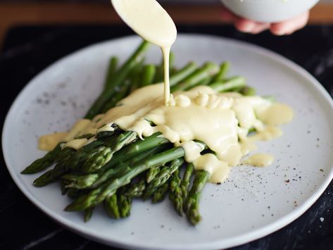 Easy Blender Hollandaise Sauce Recipe (2-Minute Method!) | The Kitchn Hollandaise Sauce Recipe Easy, Rotation Diet, Gray Stuff, Asparagus Broccoli, Blender Hollandaise, Easy Hollandaise, Easy Hollandaise Sauce, Recipe For Hollandaise Sauce, Broiled Salmon