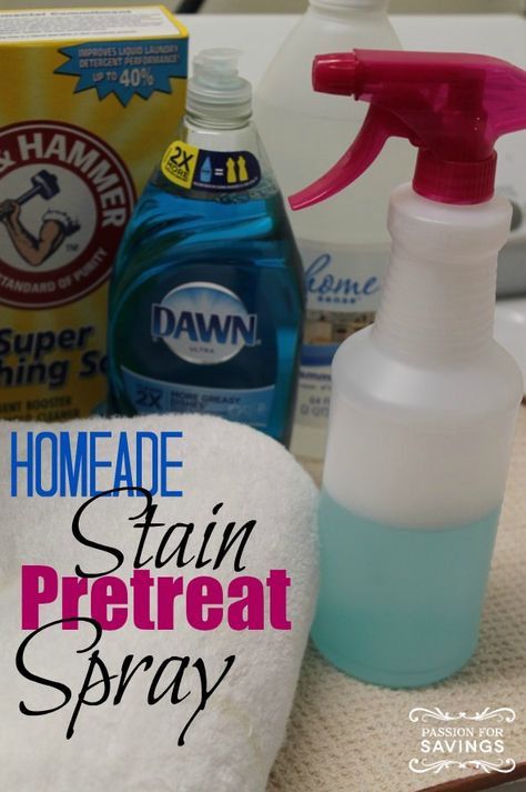 Homemade Stain Pretreat Spray! Easy DIY Recipe for clothes and laundry! Cleaning Window Tracks, Homemade Stain Removers, Diy Stain Remover, Stain Remover Spray, Diy Staining, Diy Cleaning Products Recipes, Laundry Stains, Diy Cleaners, Cleaning Recipes