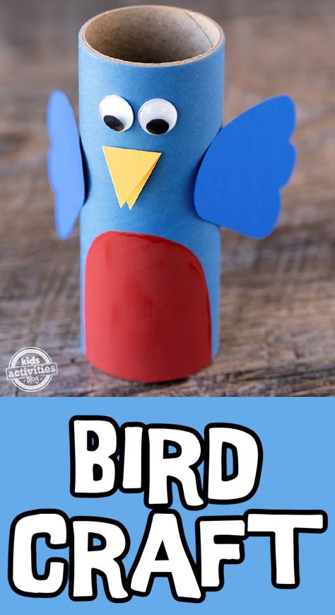 This Cardboard Roll Bluebird is simple, adorable, and fun for kids of all ages. Bird Craft, Easy Bird, Cardboard Rolls, Preschool Play, Fun Mom, Crafts For Preschoolers, Spring Crafts For Kids, Spring Craft, School Glue