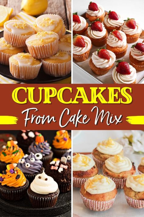 The next time you need a sweet treat in a snap, whip up a batch of cupcakes from cake mix! They're lightning-fast, budget-friendly, and always tasty! Dump Cake Cupcakes, Bakery Cupcake From Cake Mix Boxes, Cupcakes Gift Ideas, Boxed Cake Mix Cupcake Recipes, Apple Cupcakes With Cake Mix Boxes, Yellow Cake Mix Cupcakes Doctored, Cake Mix Cupcakes Recipes, White Cake Mix Cupcake Recipes, Box Mix Cupcakes Better