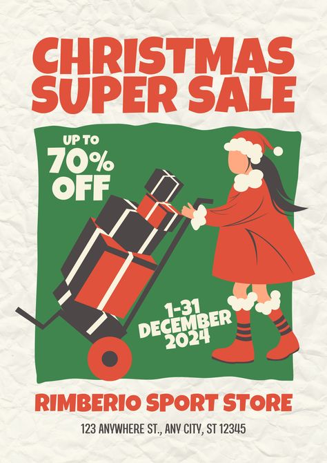 Add a playful touch to your holiday promotions! 🎄🎨 Our Red and Green Playful Illustrative Christmas Sale Poster is designed to spread joy while delivering your message clearly. Make your sales fun and festive this season! Christmas Sale Poster Design, Christmas Sale Poster, Christmas Template, Terrace Garden Design, Holiday Promotions, Christmas Templates, Terrace Garden, Super Sale, Poster Template