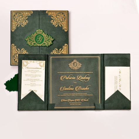 Indulge in opulent wedding stationery with our Dark Green Velvet Folio Invitation. This luxe ensemble pairs sumptuous velvet with modern acrylic, creating a tactile and visual masterpiece. The rich emerald hue exudes sophistication, while the transparent invite adds contemporary flair. Perfectly balancing tradition and trend, this design sets the tone for an unforgettable celebration. Discover more at https://duallush.com/product/dark-green-velvet-folio-invitation-with-acrylic-invite/ #Weddin... Dark Green Invitation, Velvet Invitation, Velvet Wedding Invitations, Green Invitation, Acrylic Invitation, Green Invitations, Velvet Wedding, Dark Green Velvet, Luxury Invitation