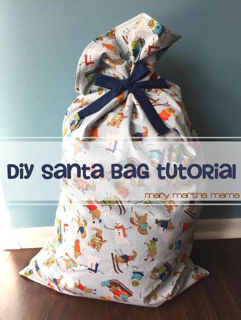 &quot;Every year for Christmas my parents would put our Christmas gifts in Santa bags. My mom still pulls them out every year for my siblings and I . This year I decided to make Santa bags for my own children and I'm sharing just how in this tutorial.&quot; Christmas Gifts For Siblings, Santa Sacks Diy, Santa Sack Pattern, Gifts For Siblings, Christmas Diy Sewing, Christmas Pillows Diy, Fabric Santa, Diy Christmas Table, Diy Santa