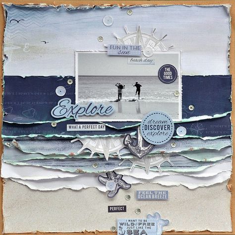 Sundays with Lorraine - Stamp & Scrapbook EXPO Beach Scrapbook Layouts, Paper Bag Scrapbook, Cruise Scrapbook, Buch Design, Vacation Scrapbook, Summer Scrapbook, Scrapbooking Stickers, Beach Activities, Scrapbook Sketches