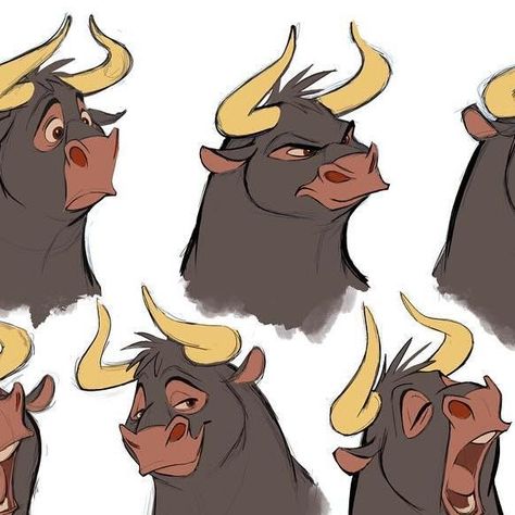 Ferdinand Drawing, Bull Character Design, Cow Character Design, Horse Character Design, Model Sheet Character, Disney Character Design, Bull Drawing, Cartoon Creatures, Concept Art Character Design