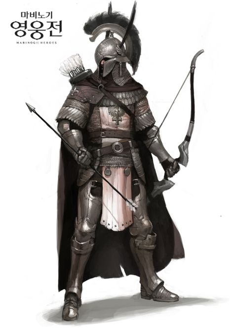 Mabinogi Heroes ✤ || CHARACTER DESIGN REFERENCES | キャラクターデザイン • Find more at https://www.facebook.com/CharacterDesignReferences Npc Art, Templar Knight, Heroic Fantasy, 다크 판타지, Male Character, Bow And Arrow, Knight Armor, Fantasy Armor, Fantasy Concept Art