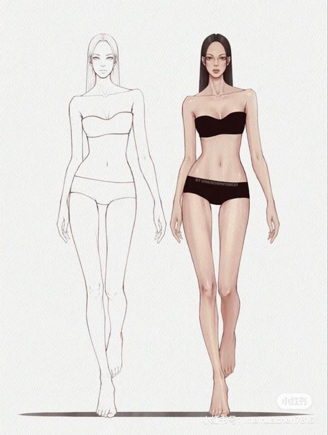 Fashion Figure Templates Illustration, Fashion Body Template, Fashion Croquis Templates, Moodboard Portfolio, Figure Template, Fashion Model Drawing, Fashion Figure Templates, Croquis Fashion, Body Template