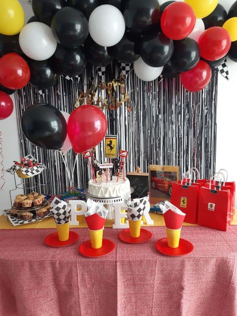 Formula One Theme Party, Formula 1 Party Theme, F1 Birthday Party Ideas Ferrari, Formula 1 Baby Birthday, Formula 1 Party Decoration, F1 Watch Party, F1 Themed Party, F1 Theme Party, Formula 1 First Birthday