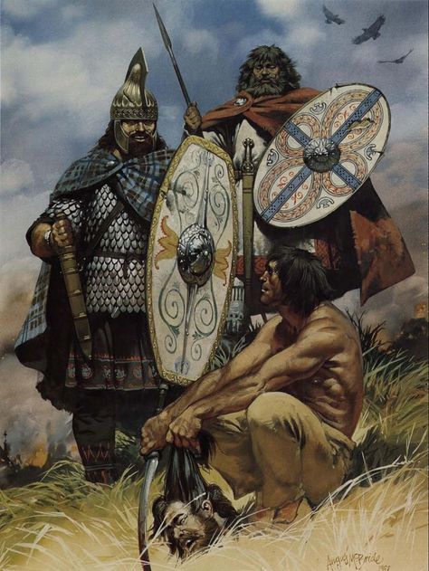 Dacians, during Trajan's Dacian war, art by Angus McBride Historical Warriors, Historical Illustration, Celtic Warriors, Ancient Celts, Heroic Fantasy, Ancient Warfare, Celtic Culture, Classical Antiquity, Roman History