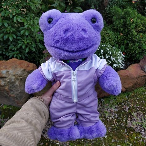 Build A Bear Aesthetic, Bab Frogs, Frog Fashion, Build A Bear Frog, Build A Bear Accessories, Build A Bear Outfits, Frog Pictures, Purple Cow, Teddy Bear Picnic