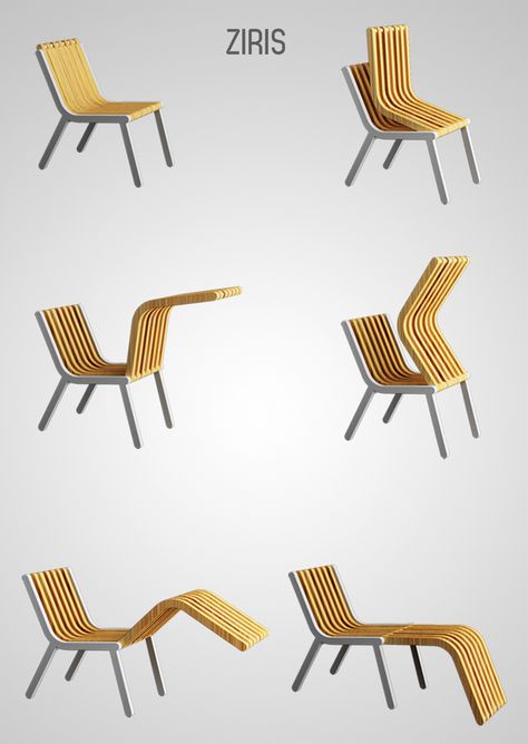 Ziris chair on Behance Modern Wooden Chair, Wood Chair Design, Foldable Furniture, Chair Design Wooden, Cnc Furniture, Chairs And Tables, Foldable Chairs, Creative Furniture, Multifunctional Furniture