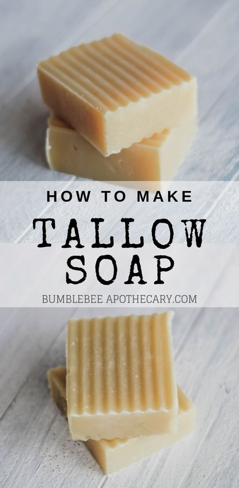 How to make tallow soap #soapmaking #diy #tallow Tallow Soap Recipe, Diy Tallow, Make Tallow, Bumblebee Apothecary, Tallow Recipe, Tallow Soap, Coconut Oil Soap, Cold Process Soap Recipes, Make Soap