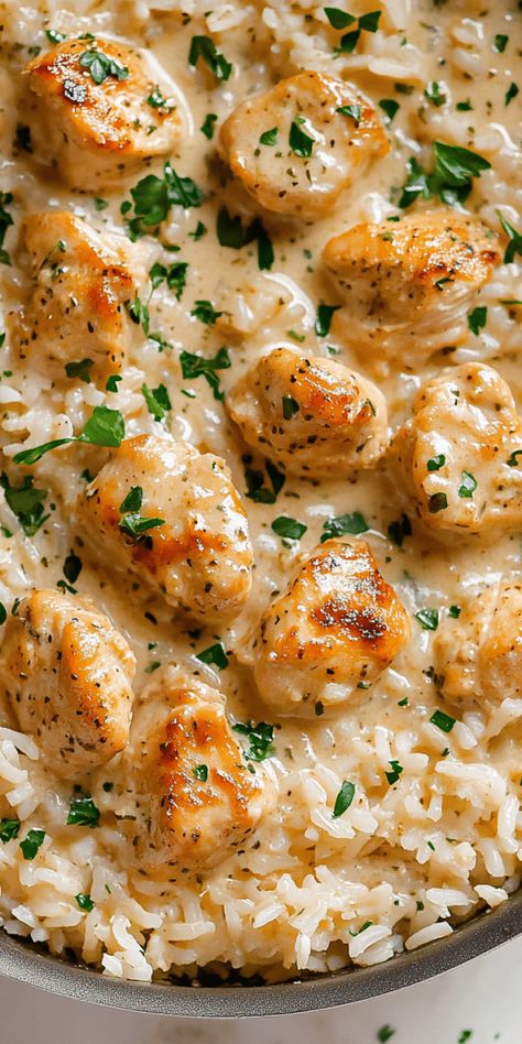 Creamy Herb Chicken & Basmati Rice – Chasety Chicken Rice Brocoli, What To Make With Basmati Rice, Creamy Chicken Recipes Healthy, Chicken With Rice Recipes Healthy, Creamy Chicken Risotto Recipe, Chicken Recipes For Dinner With Rice, Healthy Arborio Rice Recipes, Chicken With Basmati Rice, Chicken Rice Stovetop