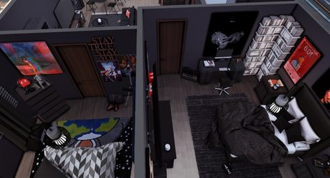 The sims 4 men cc finds free - Gamingwithprincess Man House Decor, Sims 4 Men Cc, Teen Guy Bedroom, Male Sims 4 Cc, Boy Apartment, Sims 4 Male, Urban Rooms, Male Sims, One Bedroom House