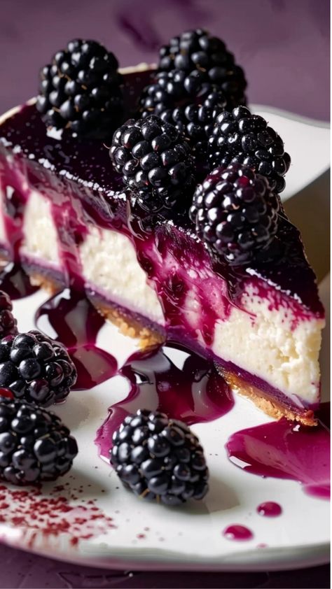 Blackberry Cheesecake - Valerie Recipes Cheesecake Recipes Blackberry, Blackberry Cream Cheese Pie, Blackberry Cobbler Cheesecake, Blackberry Pretzel Dessert, Blackberry Cheesecake Recipes, Black Bottom Cheesecake, Berry Deserts, Blackberry Desserts, Blackberry Cake Recipe