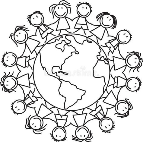 Kids world - children on globe. Kids world - group of children on globe illustra #Sponsored , #AFFILIATE, #AD, #world, #illustra, #group, #Kids Continents Activities, Globe Drawing, Harmony Day, Best Nature Images, World Crafts, Coloring Book Pages, Children Illustration, Earth Day, Preschool Crafts