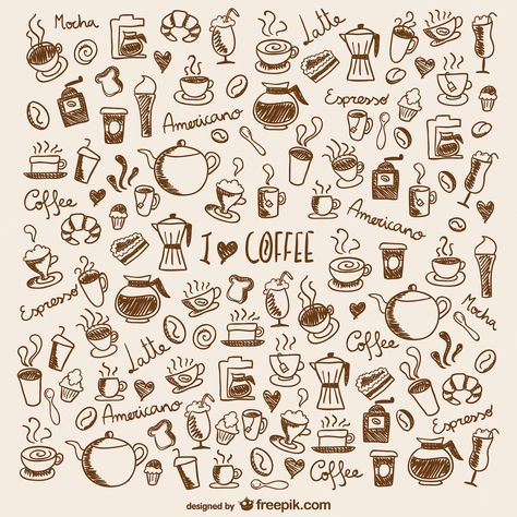 Premium Vector | Coffee doodles Coffee Doodles, Coffee Doodle, Logos Retro, Arte Doodle, Coffee Vector, Coffee Drawing, Doodle Icon, Sketch Notes, Photos Hd