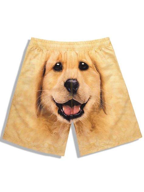 Dog Print Plain Quick Dry Men's Beach Shorts Dog Swimming, 3d Dog, Mens Shorts Summer, Beach Sports, Bermuda Short, Hawaiian Shorts, Gym Shorts, Love Pet, Funny Graphics