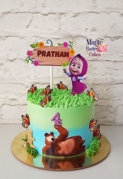 Cake Designs Masha And The Bear, Masha And Bear Cake Designs, Marsha The Bear Cake, Mash And The Bear Cake, Masha Cake Design, Masha N Bear Cake, Masha And The Bear Cake Ideas, Masha And The Bear Cake Design, Masha Theme Cake