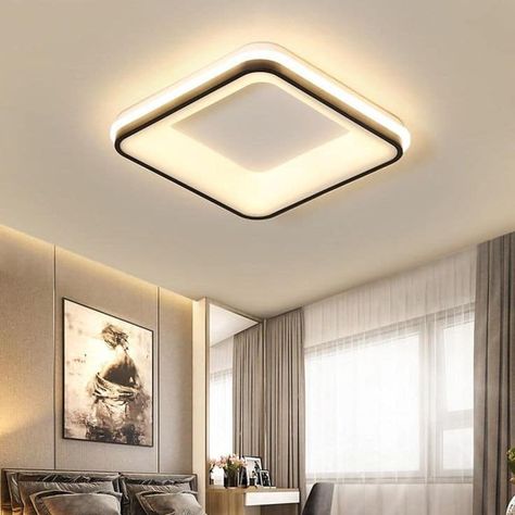 30 Beautiful Ceiling Light Design Ideas - Engineering Discoveries Modern Ceiling Light Fixtures, Ceiling Mounted Light, Led Ceiling Light Fixtures, Dining Room Ceiling, Black Living Room, Modern Led Ceiling Lights, Indoor Lamp, Black Ceiling, Led Ceiling Lamp