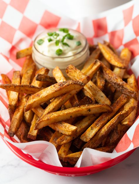 Cajun French Fries - Our favorite recipe for smoky and zesty Cajun French fry seasoning, plus easy steps and tips for how to make the best spicy potato fries at home from scratch. We share top tips and methods to make fries on the stovetop or oven baked! | A Spicy Perspective Fries Seasoning Recipe, French Fry Seasoning Recipe, Fry Seasoning Recipe, Fries Seasoning, Spicy Fries, Fry Seasoning, French Fry Seasoning, Cajun French, Cajun Fries