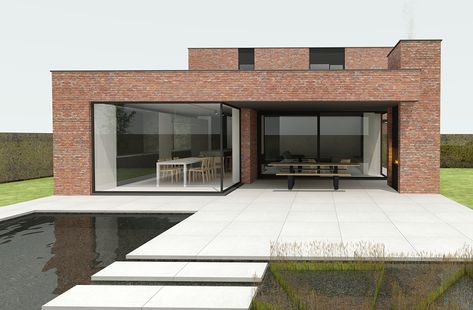 house cn • ArchitectureStudio Segers Bricks House, Brick Villa, Brick House Exterior Ideas, Brick Contemporary House, Brick Modern House, Brick Villa Modern, Brick Facade Architecture Modern, Concrete And Brick Architecture, Brick Houses