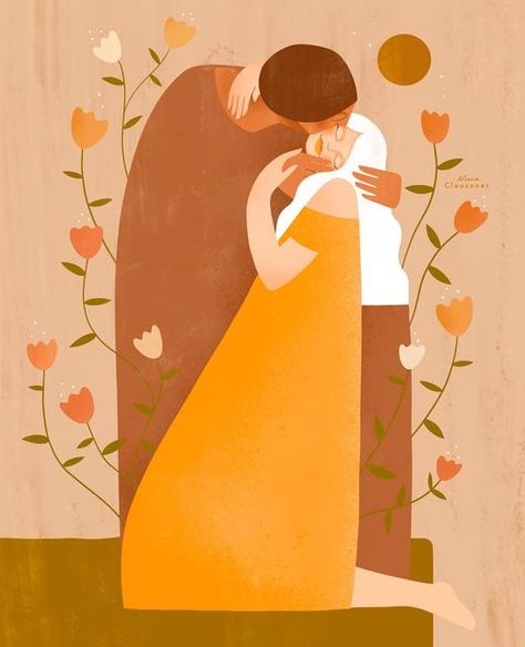 Nina Clausonet • Illustration & Design on Instagram: "🧡 There is no fear in love 🧡 . This is my interpretation of „The KISS“ by the amazing Gustav Klimt for the #monthofmasters challenge. . I have always loved his works so much, because there is so much love in his paintings. Especially in this one. So much passion, love and trust you can see in this work. . I hope you like my version, too. ☺️🧡 . Thank you for this great challenge, which is so much fun and really challenges me in a good way. Kiss Illustration, Kissing Drawing, Kiss Painting, Klimt Art, Kiss Art, Trust You, Love Posters, Love Illustration, The Kiss