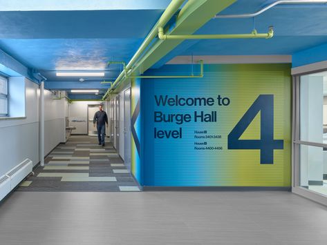 Wall Branding Ideas, Office Branding Wall, University Mural, Wayfinding Graphics, Internal Branding, Atelier Ideas, Environmental Branding, Brand Wall, Office Wall Graphics