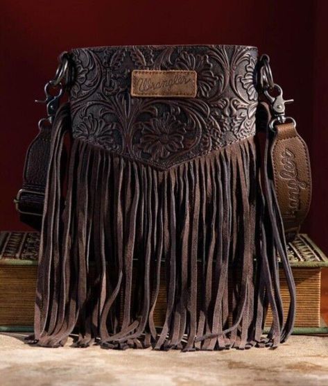 Western Bags, Western Bag, Wrangler Vintage, Front Fringe, Fringe Crossbody Bag, Fringe Purse, Floral Tunic Tops, Floral Tunic, Western Boho