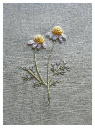 embroidery, flowers, chamomile Embroidery Patterns Vintage, Pola Sulam, Brazilian Embroidery, Embroidery Flowers Pattern, Simple Embroidery, 자수 디자인, Silk Ribbon Embroidery, Crewel Embroidery, Hand Embroidery Stitches