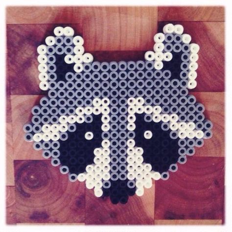 Raccoon Hama perler beads by simone - #beads #Hama #perler #Raccoon #simone Joululahjat Diy, Melty Bead Patterns, Pearl Beads Pattern, Fuse Bead Patterns, Art Perle, Hama Beads Design, 8bit Art, Perler Bead Templates, Perler Crafts