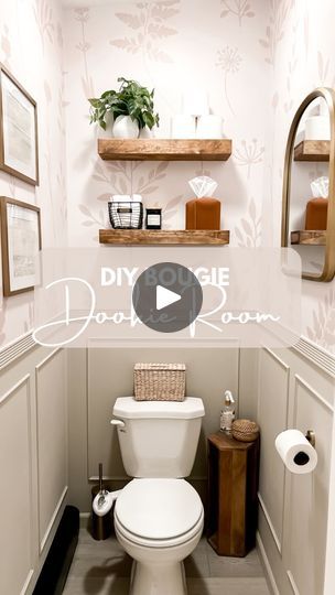 Small Washroom Decor Ideas, Water Closet Decor, Half Bath Makeover, Closet Wallpaper, Some Wallpaper, Wallpaper Trim, Closet Upgrade, Small Half Bathroom, Half Bathroom Decor