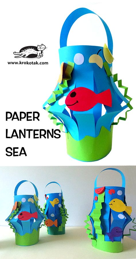 PAPER+LANTERNS+SEA Under The Sea Crafts, Children Activities, Sea Crafts, Vbs Crafts, Fish Crafts, Summer Crafts For Kids, Ocean Crafts, Kindergarten Art, Camping Crafts