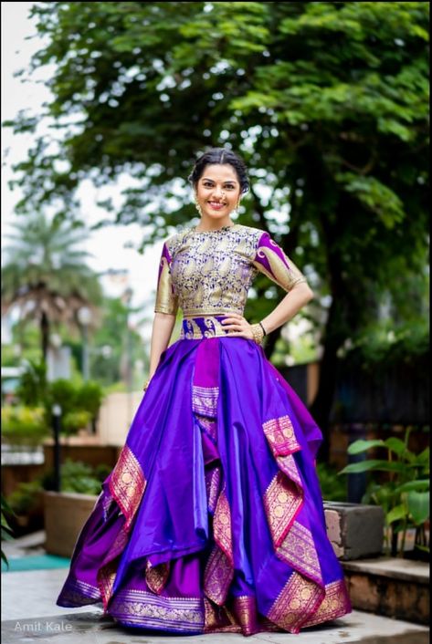 Aarya Ambekar, India Trip, Lehenga Saree Design, Recycled Dress, Long Gown Design, New Saree Blouse Designs, Anarkali Dress Pattern, Stylish Short Dresses, Half Saree Designs