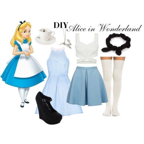 Alice In Wonderland Dress Up Diy, Alice In Wonderland Inspired Outfits Casual, Alice In Wonderland Bounding, Alice Costume Diy, Alice In Wonderland Costume Diy, Diy Alice In Wonderland Costume, Alice In Wonderland Inspired Outfits, Alice In Wonderland Disneybound, Diy Alice In Wonderland