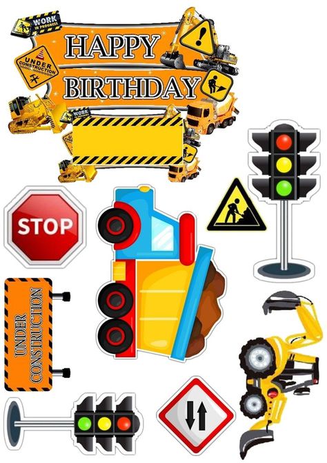 Topper Mobil Kontruksi, Jcb Theme Cake, Topper Excavator, Tractor Theme Birthday Party, Construction Theme Cake, Excavator Cake, Truck Cake Topper, Truck Topper, Truck Toppers