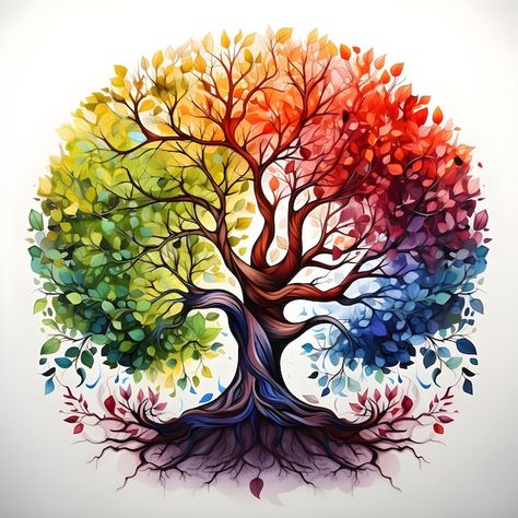 Photo beautiful tree of life digital art... | Premium Photo #Freepik #photo Tree Of Life Painting, Abstract Art Collection, Acrylic Art Projects, Whatsapp Wallpaper Cute, Tree Of Life Art, Rainbow Tree, Wood Art Projects, Watercolor Art Paintings, Minimalist Watercolor