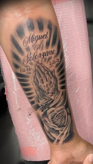 Tattoos Of Heaven, Good Memorial Tattoos, Grandma And Grandpa Memorial Tattoo, Memorial Arm Tattoo Men, Tattoo For Your Brother, R.i.p Mom Tattoos, Forearm Tattoo Designs Men Half Sleeves, In Remembrance Tattoos Husband, Loved One Tattoo Passed Sleeve