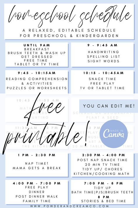 Must Have Homeschool Items, Home Schooling Schedule, Home Preschool Schedule, School Schedule Printable, Kindergarten Homeschool Schedule, Homeschool Schedule Printable, Homeschool Daily Schedule, Homeschooling Schedule, Homeschool Preschool Schedule